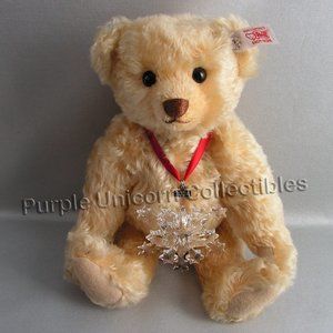 2004 Steiff Daniel Bear with Swarovski Annual Edition Snowflake Xmas Ornament